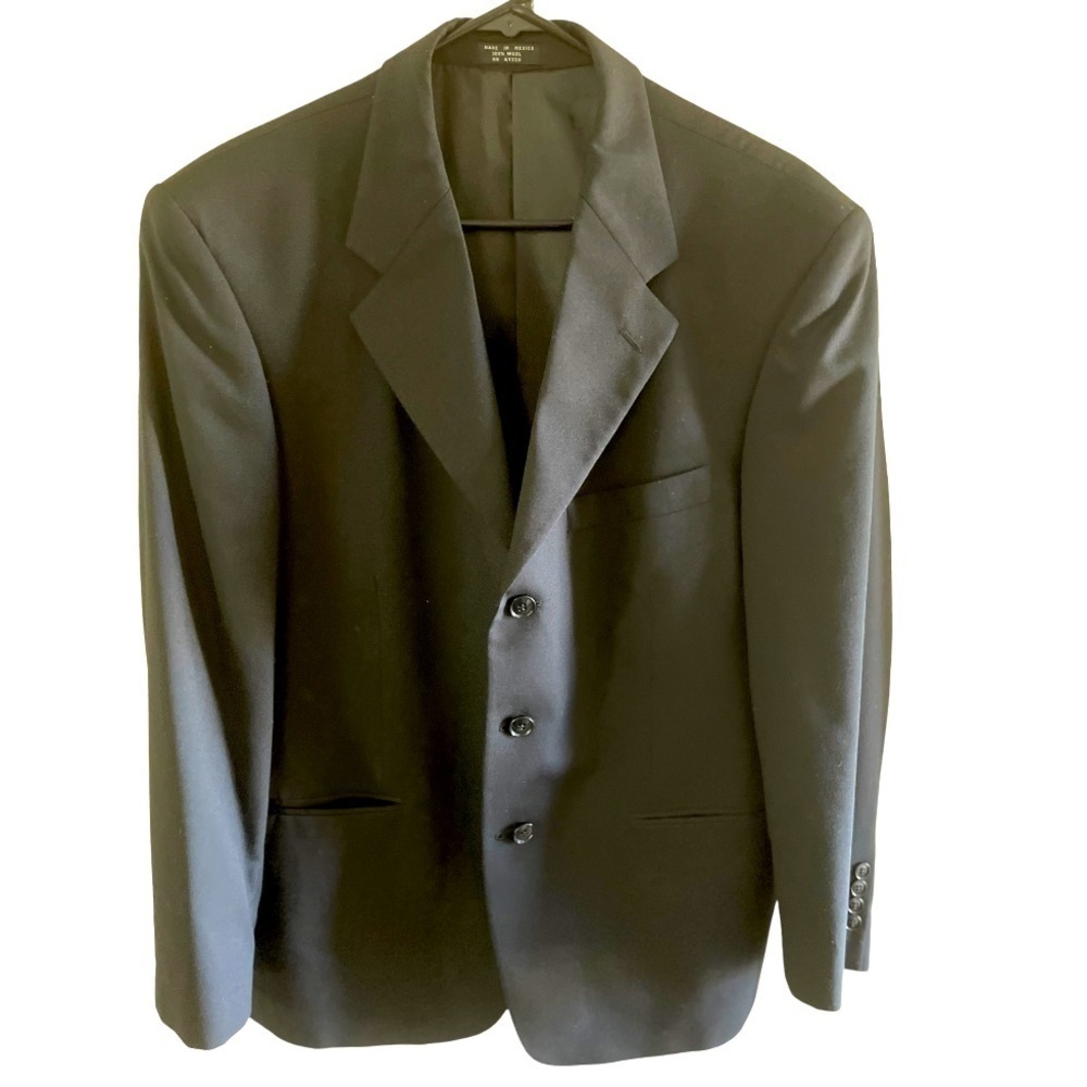 𝅺albert Nipon Men's Blk 100% Wool 40S Suit Coat